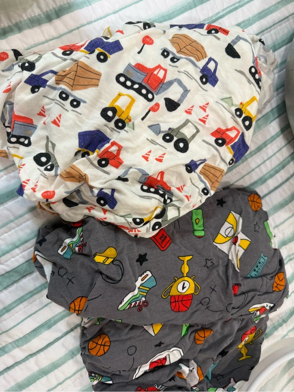 Kids Patterned Fitted Sheet Set - Construction & Sports Prints